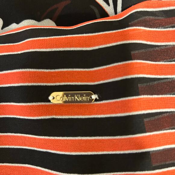 Calvin Klein 1X floral & striped sheer flowy cape sleeved top Bloomcore NWT - Picture 5 of 5